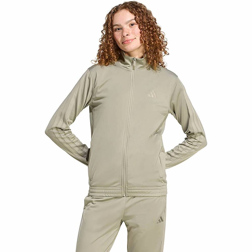 NEW ADIDAS tricot track suit zip up jacket in silver pebble